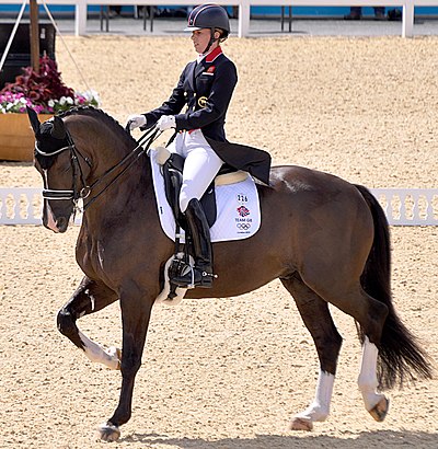 Which British dressage rider won two gold medals at the 2012 Summer Olympics?