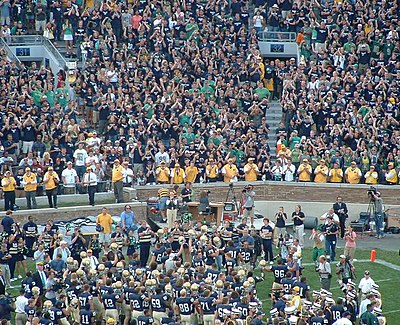 What is the nickname of the University of Notre Dame's football team?