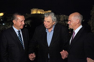 How many works is Mikis Theodorakis credited with creating?