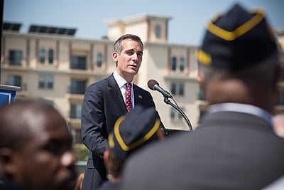 How many terms did Garcetti serve as mayor of Los Angeles?