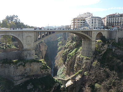 Which river does Constantine, Algeria, sit on the banks of?