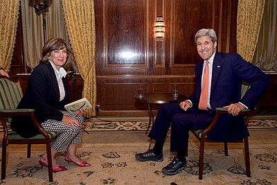 Who does Amanpour interview in her nightly program?