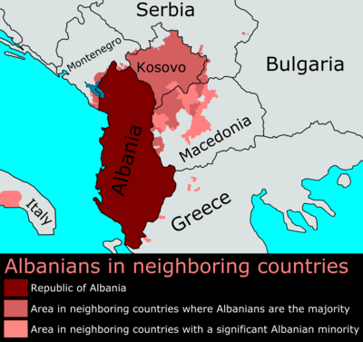 What is the name of the valley in Serbia that is included in the concept of Greater Albania?