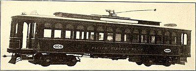Which city was the center of the Pacific Electric Railway Company's system?
