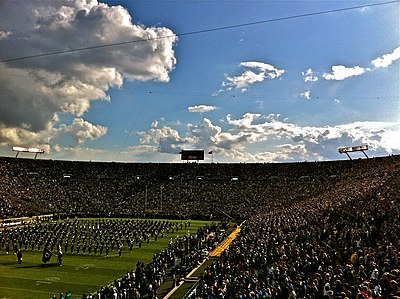 Which famous collegiate fight song belongs to the University of Notre Dame?
